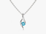 Solitaire Blue Topaz Birthstone Necklace