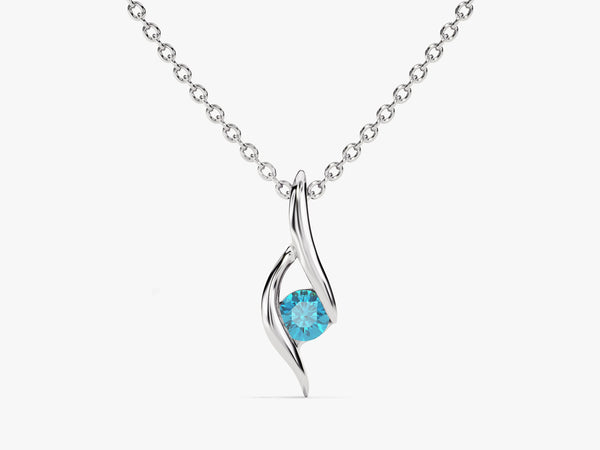 Solitaire Blue Topaz Birthstone Necklace