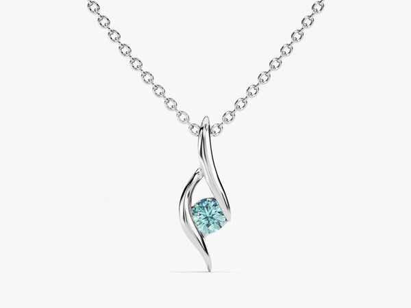 Solitaire Aquamarine Birthstone Necklace