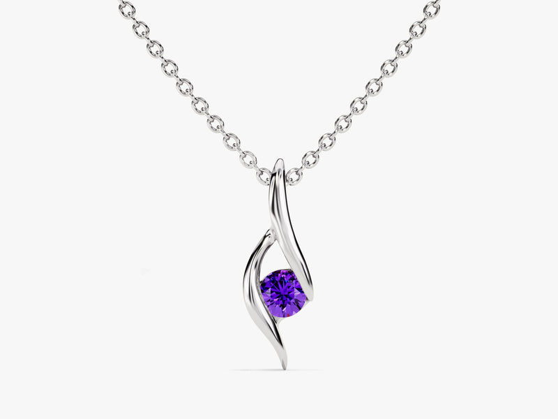 Solitaire Amethyst Birthstone Necklace