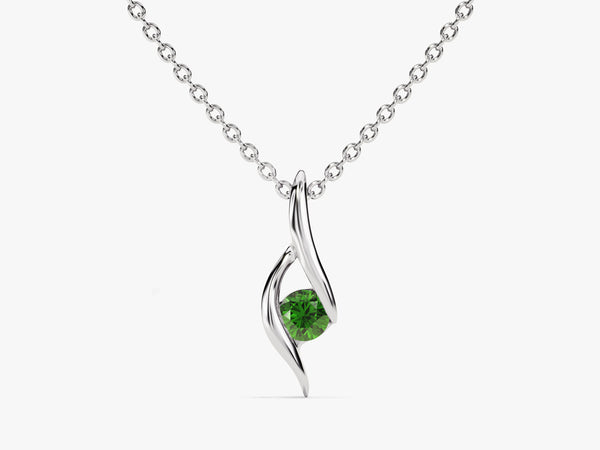 Solitaire Emerald Birthstone Necklace