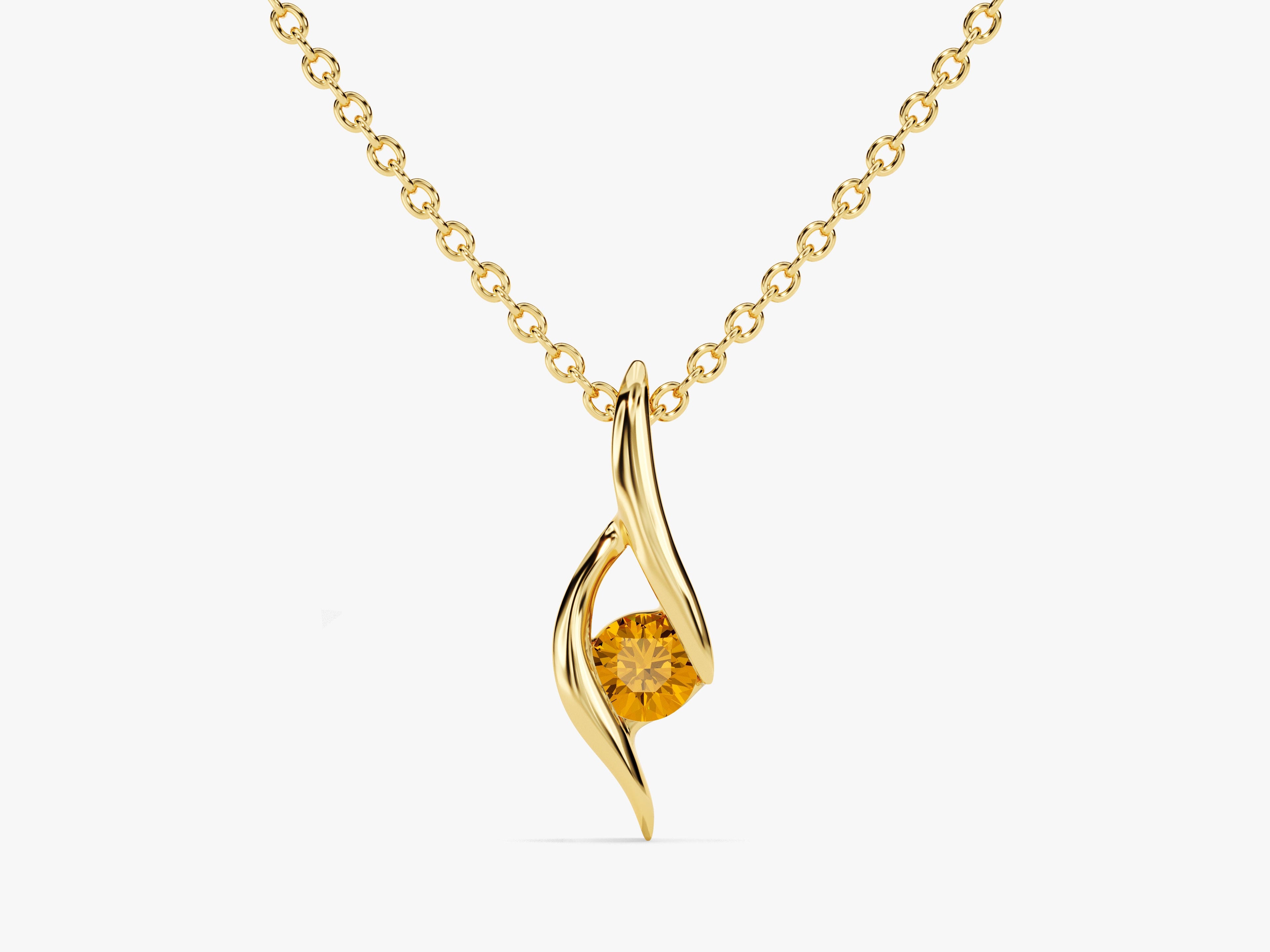 Solitaire Citrine Birthstone Necklace