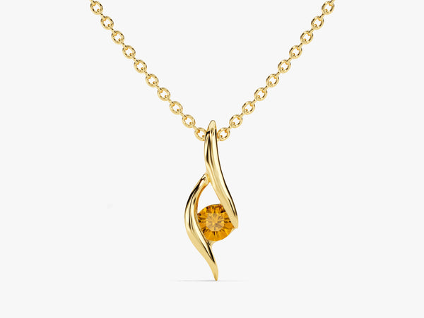 Solitaire Citrine Birthstone Necklace