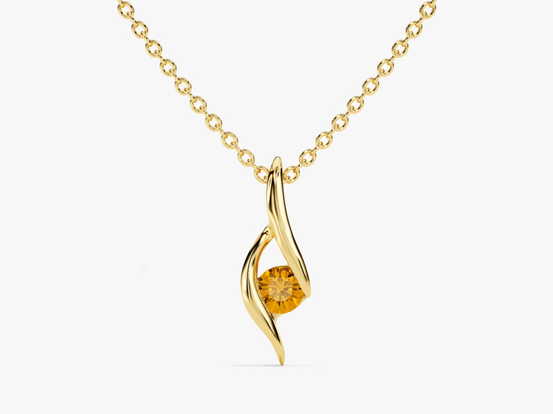 Solitaire Citrine Birthstone Necklace