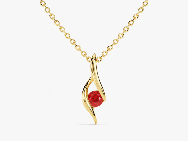 Solitaire Ruby Birthstone Necklace