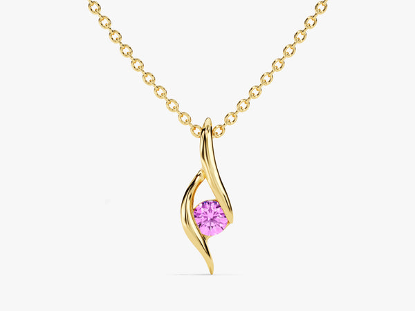 Solitaire Pink Tourmaline Birthstone Necklace