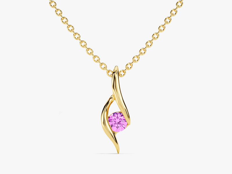 Solitaire Pink Tourmaline Birthstone Necklace