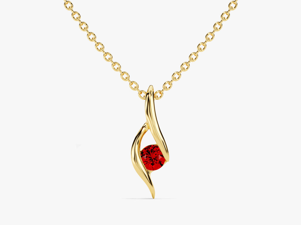 Solitaire Garnet Birthstone Necklace