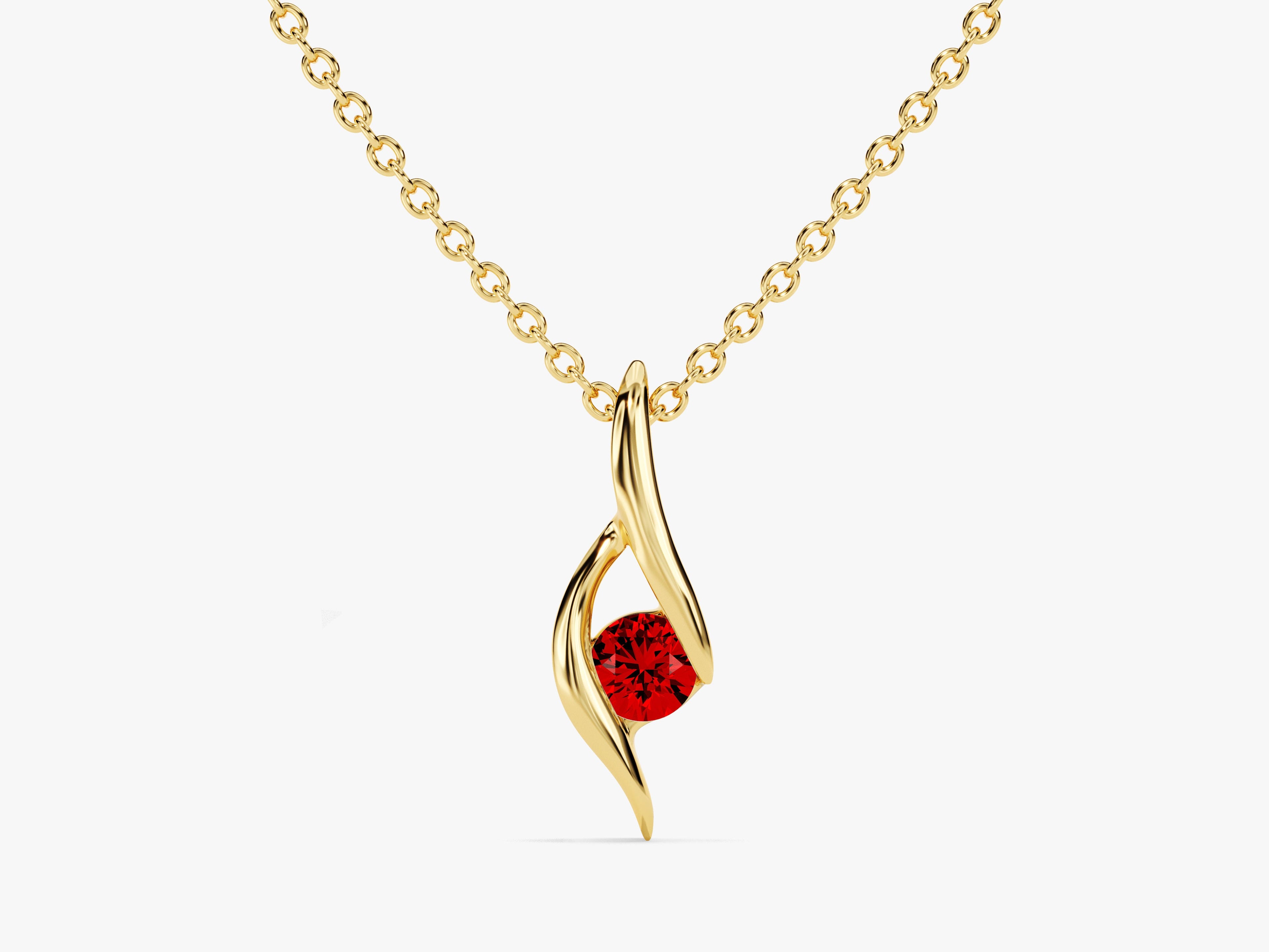Solitaire Garnet Birthstone Necklace