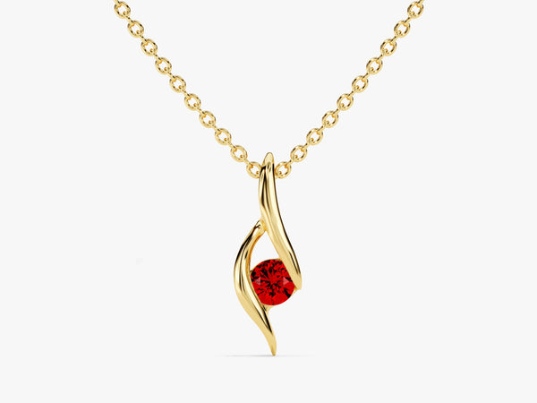 Solitaire Garnet Birthstone Necklace