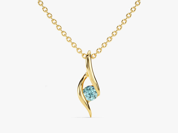 Solitaire Aquamarine Birthstone Necklace