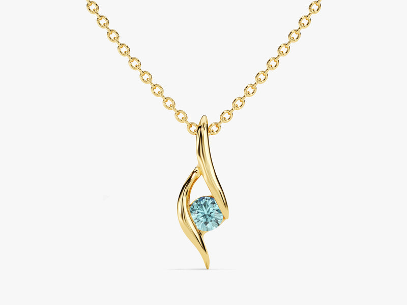 Solitaire Aquamarine Birthstone Necklace