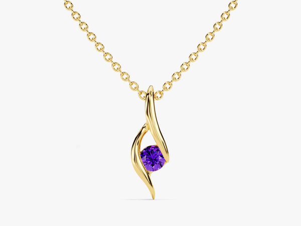 Solitaire Amethyst Birthstone Necklace