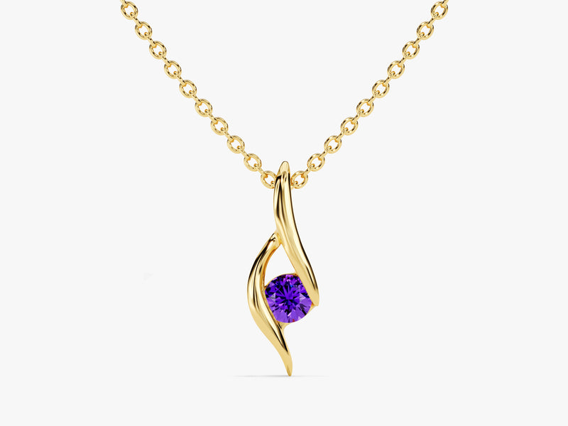 Solitaire Amethyst Birthstone Necklace