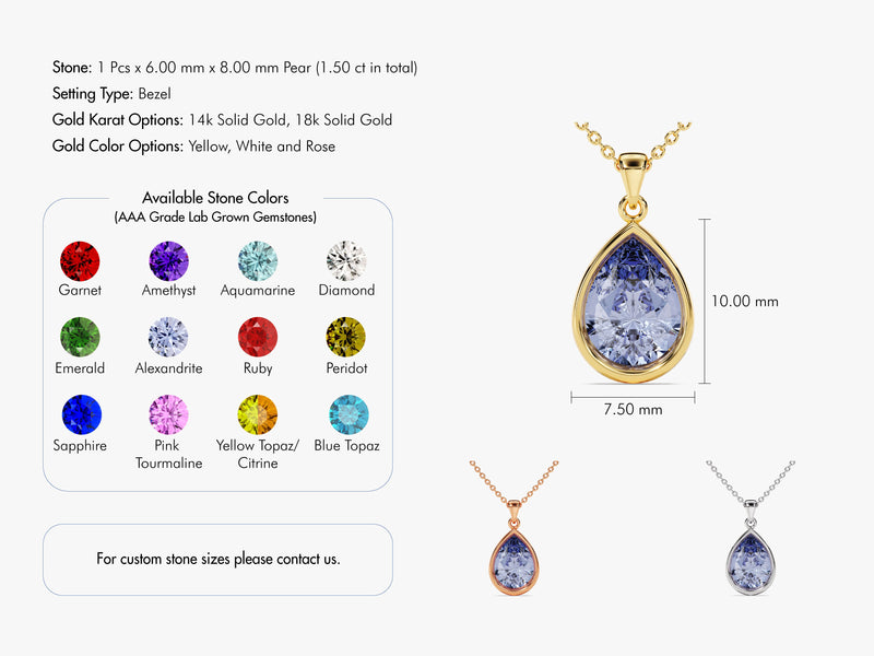 Teardrop Alexandrite Birthstone Necklace