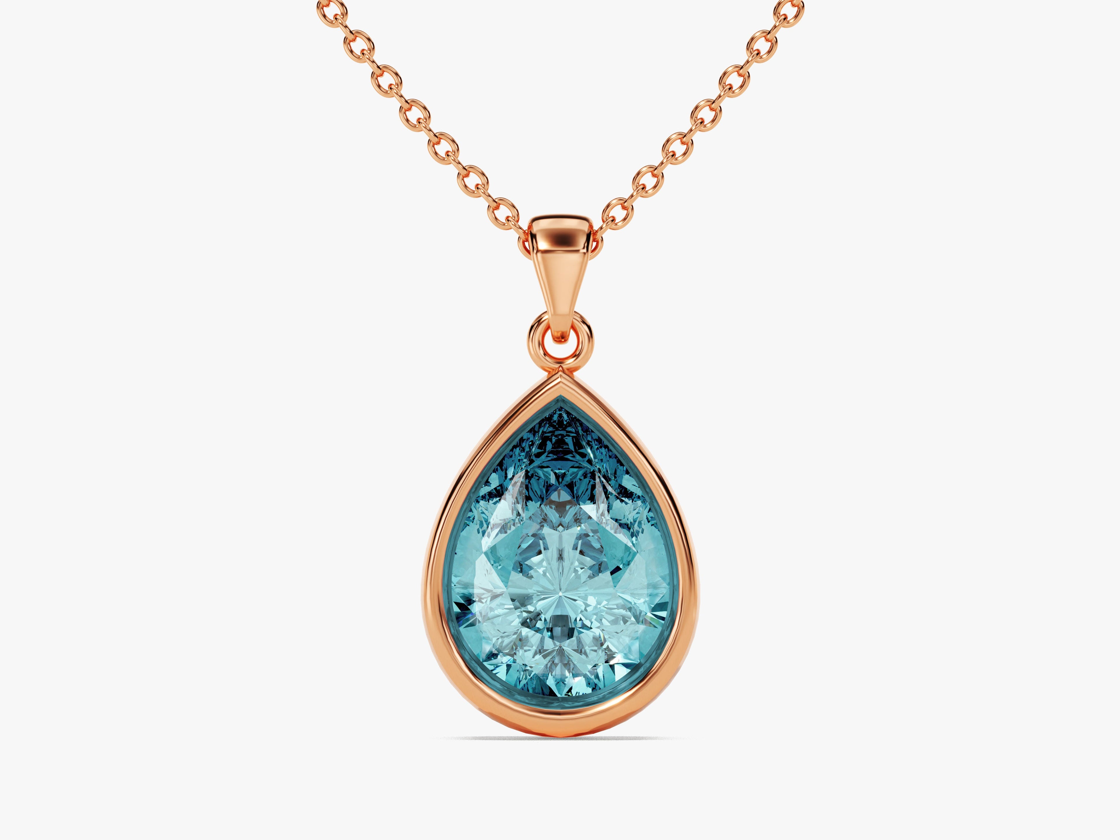 Teardrop Aquamarine Birthstone Necklace
