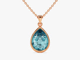 Teardrop Aquamarine Birthstone Necklace