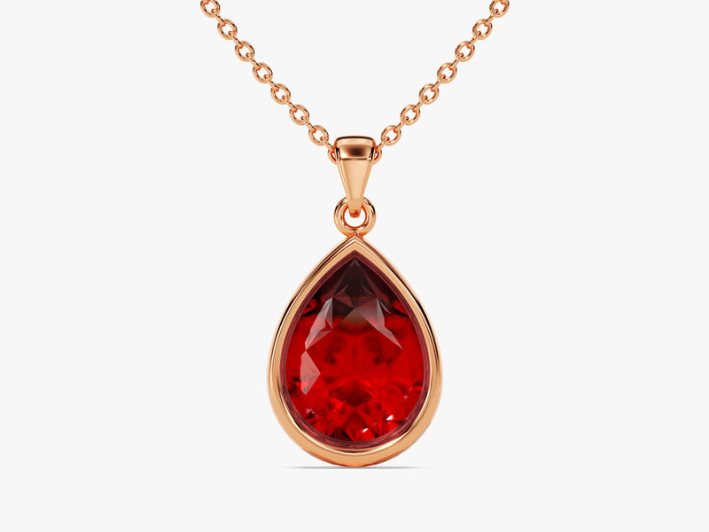 Teardrop Ruby Birthstone Necklace