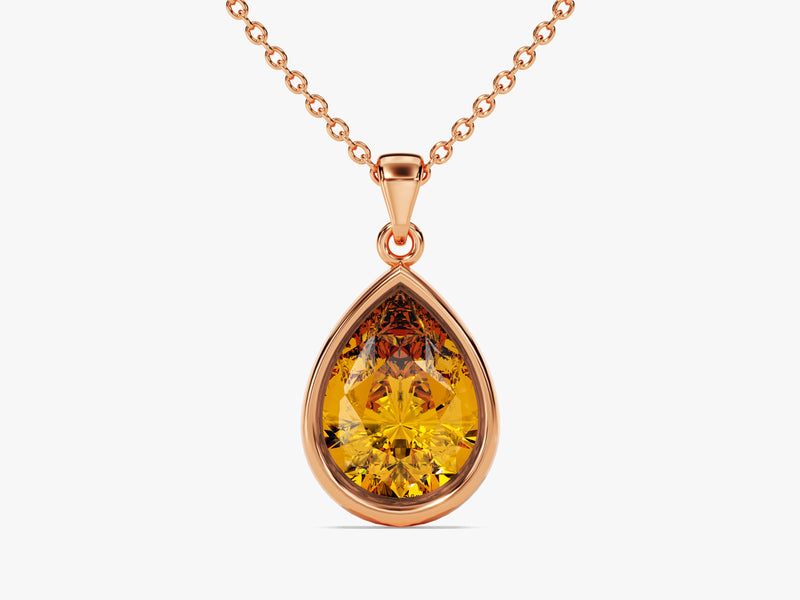 Teardrop Citrine Birthstone Necklace