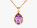 Teardrop Pink Tourmaline Birthstone Necklace