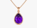 Teardrop Amethyst Birthstone Necklace