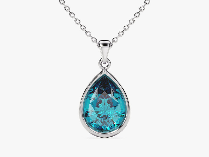 Teardrop Blue Topaz Birthstone Necklace