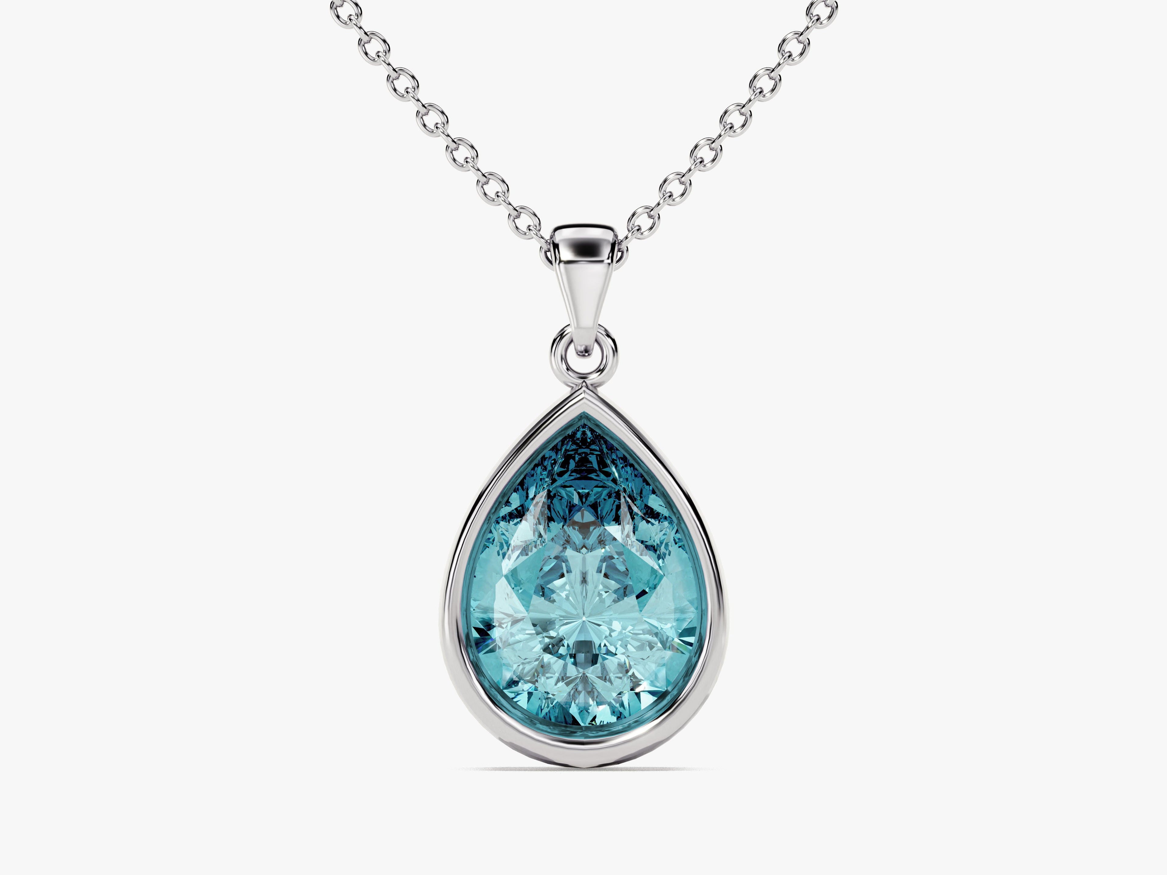 Teardrop Aquamarine Birthstone Necklace