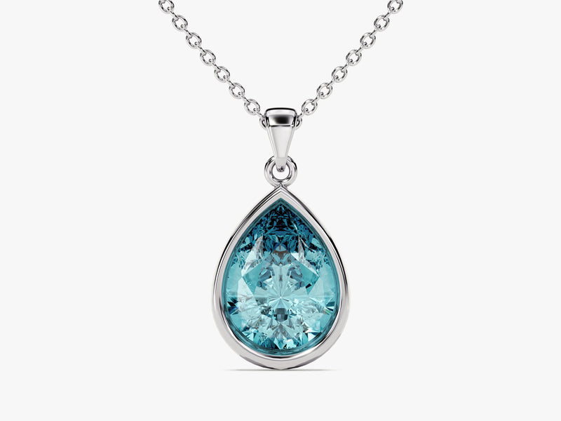 Teardrop Aquamarine Birthstone Necklace