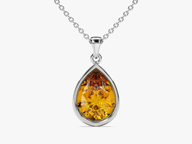 Teardrop Citrine Birthstone Necklace