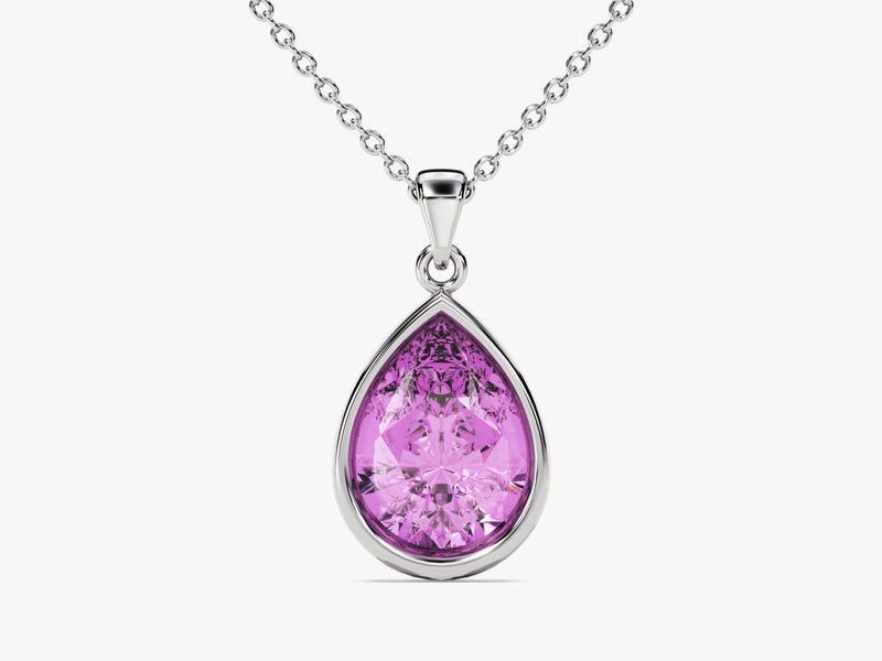 Teardrop Pink Tourmaline Birthstone Necklace