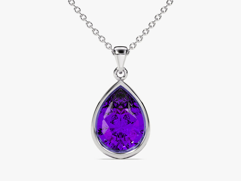 Teardrop Amethyst Birthstone Necklace