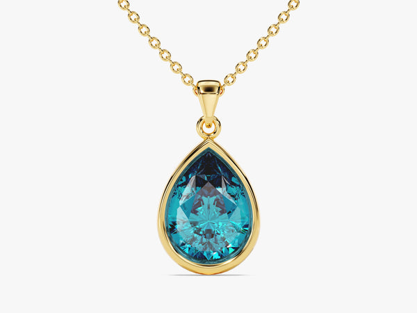 Teardrop Blue Topaz Birthstone Necklace