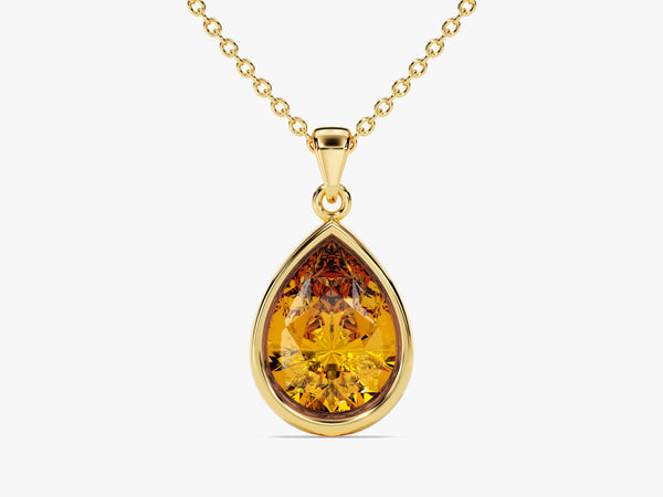 Teardrop Citrine Birthstone Necklace