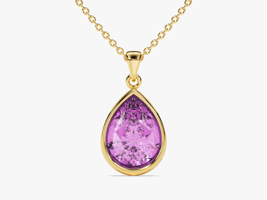 Teardrop Pink Tourmaline Birthstone Necklace