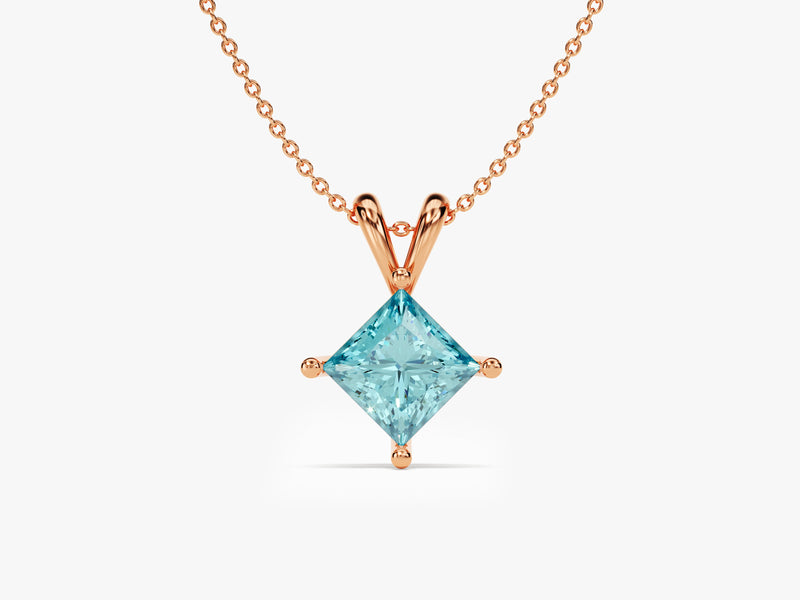 Princess Aquamarine Birthstone Necklace