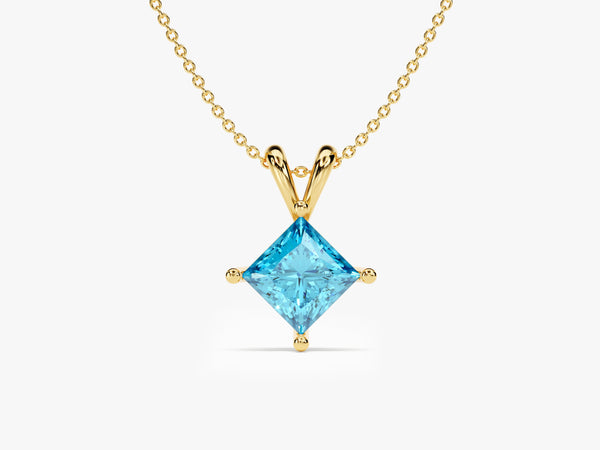 Princess Blue Topaz Birthstone Necklace