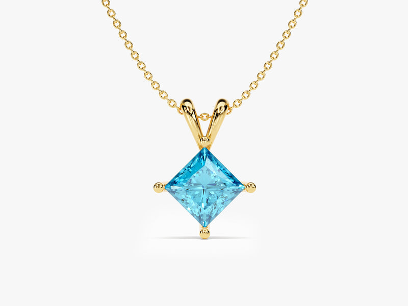 Princess Blue Topaz Birthstone Necklace