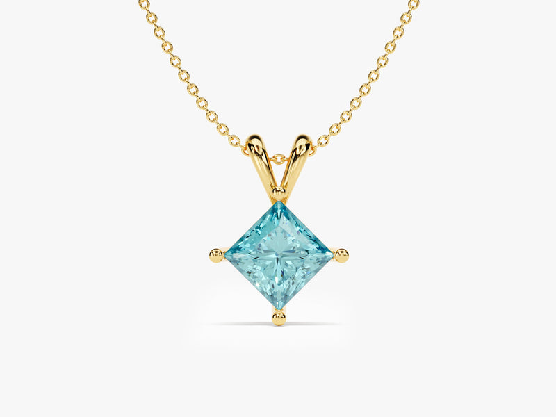 Princess Aquamarine Birthstone Necklace