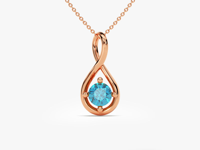 Infinite Loop Blue Topaz Birthstone Necklace