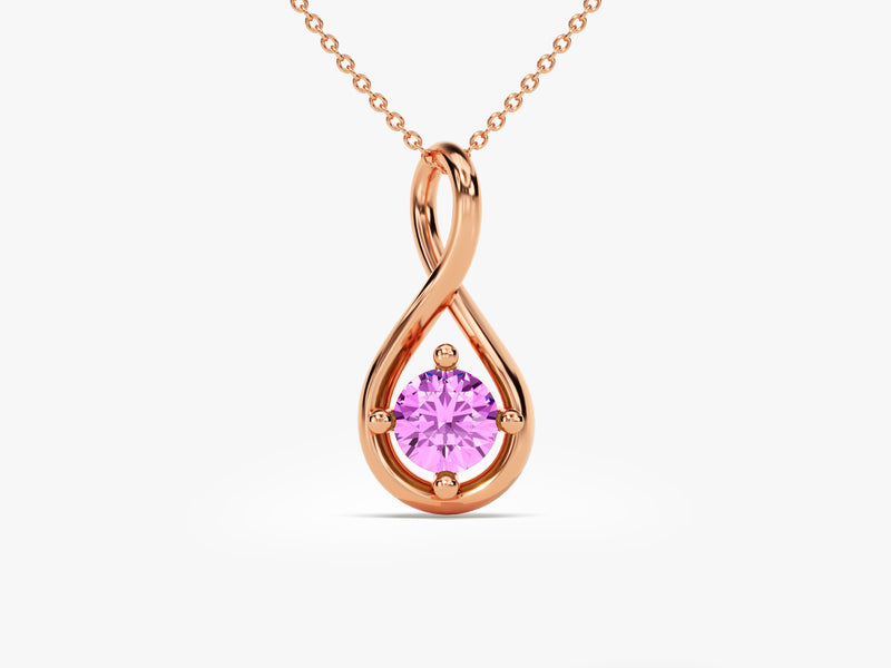 Infinite Loop Pink Tourmaline Birthstone Necklace