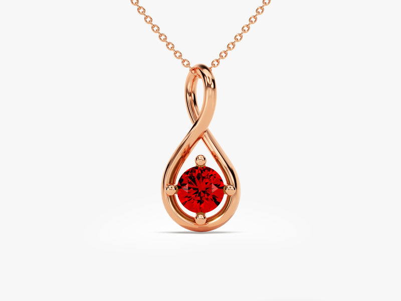 Infinite Loop Garnet Birthstone Necklace