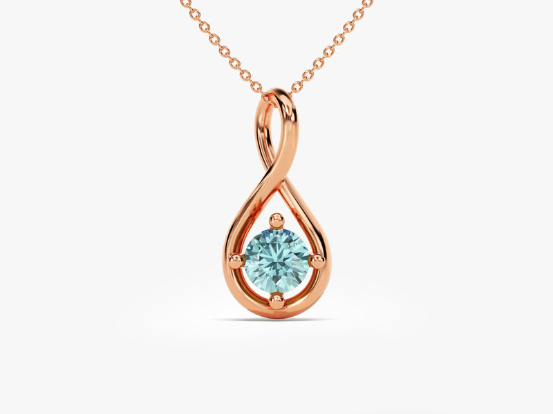 Infinite Loop Aquamarine Birthstone Necklace