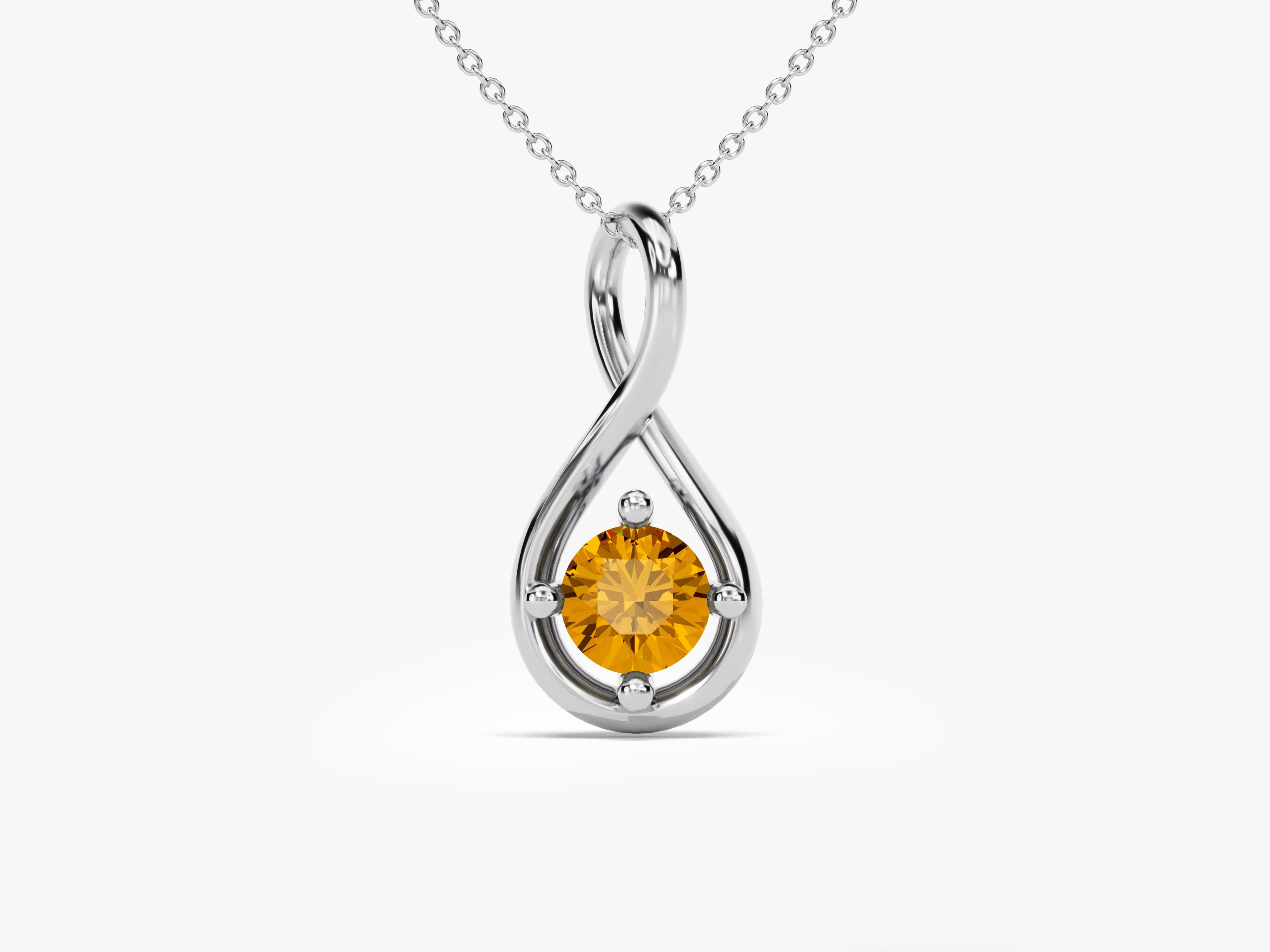 Infinite Loop Citrine Birthstone Necklace