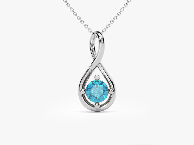 Infinite Loop Blue Topaz Birthstone Necklace