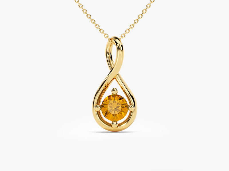 Infinite Loop Citrine Birthstone Necklace