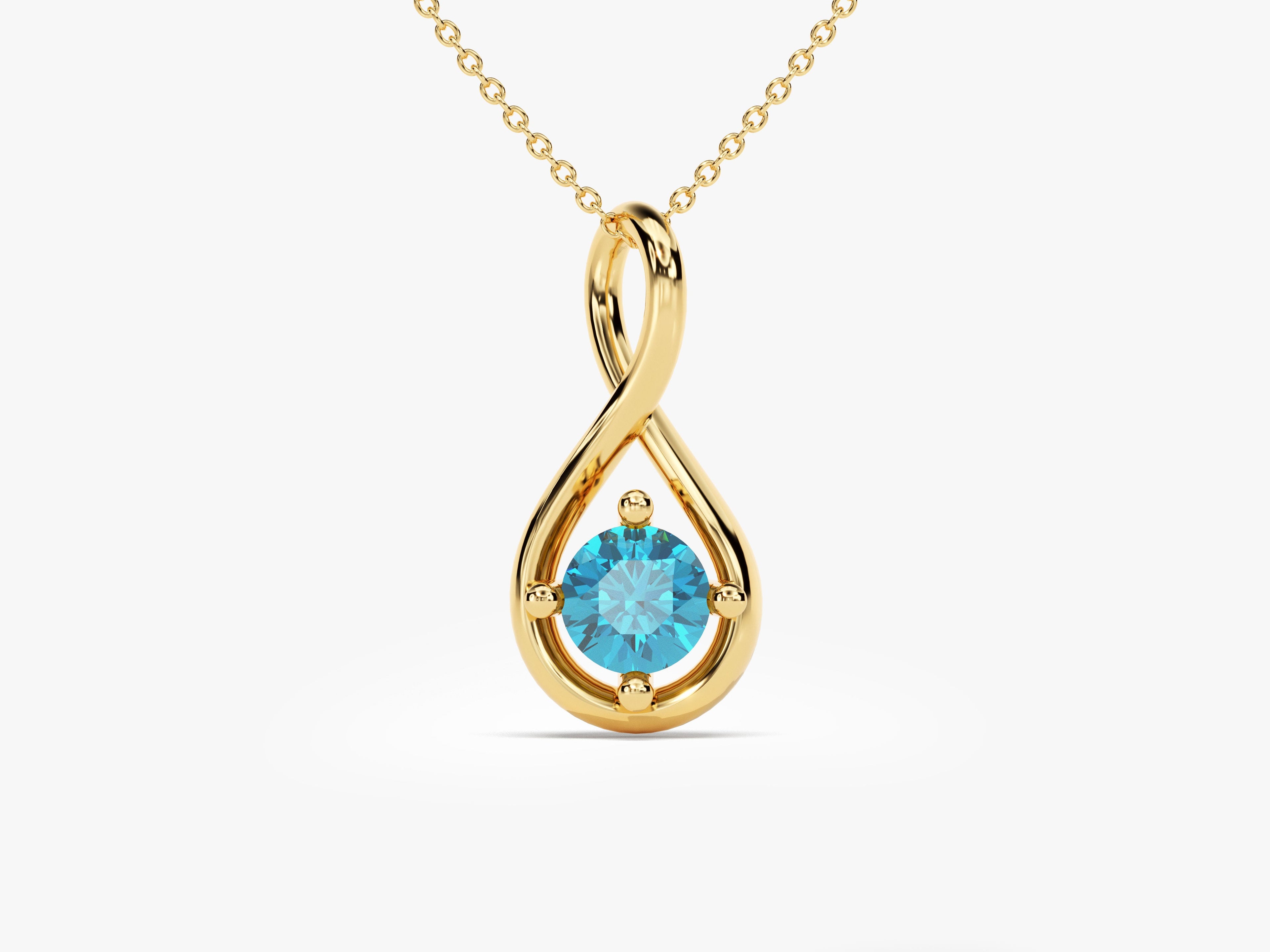 Infinite Loop Blue Topaz Birthstone Necklace