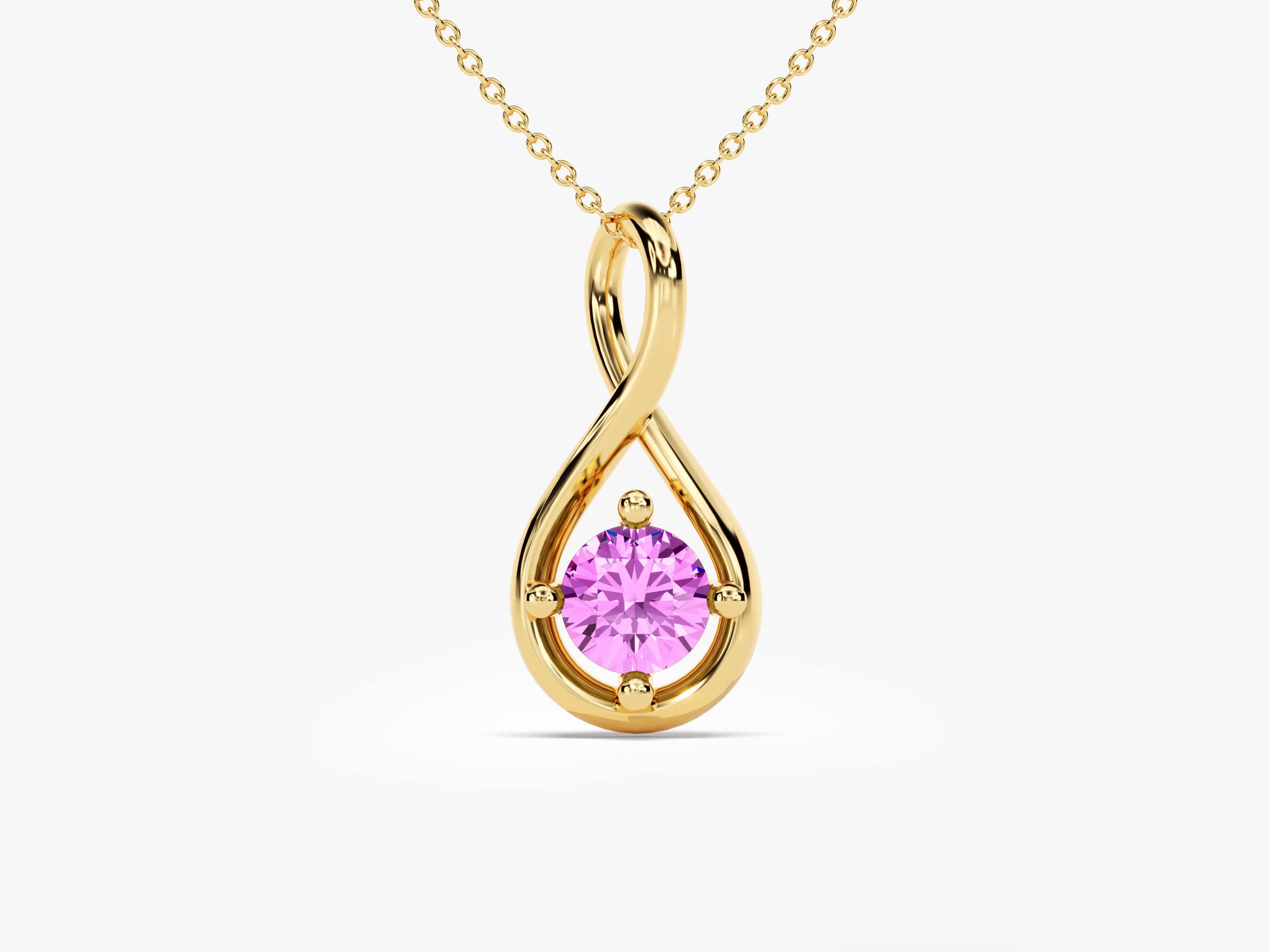 Infinite Loop Pink Tourmaline Birthstone Necklace