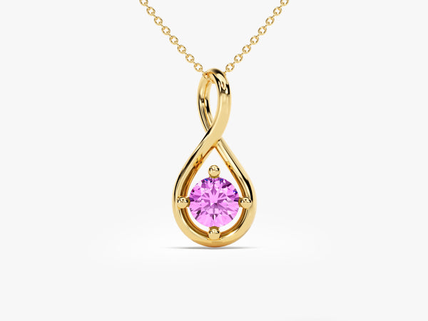 Infinite Loop Pink Tourmaline Birthstone Necklace