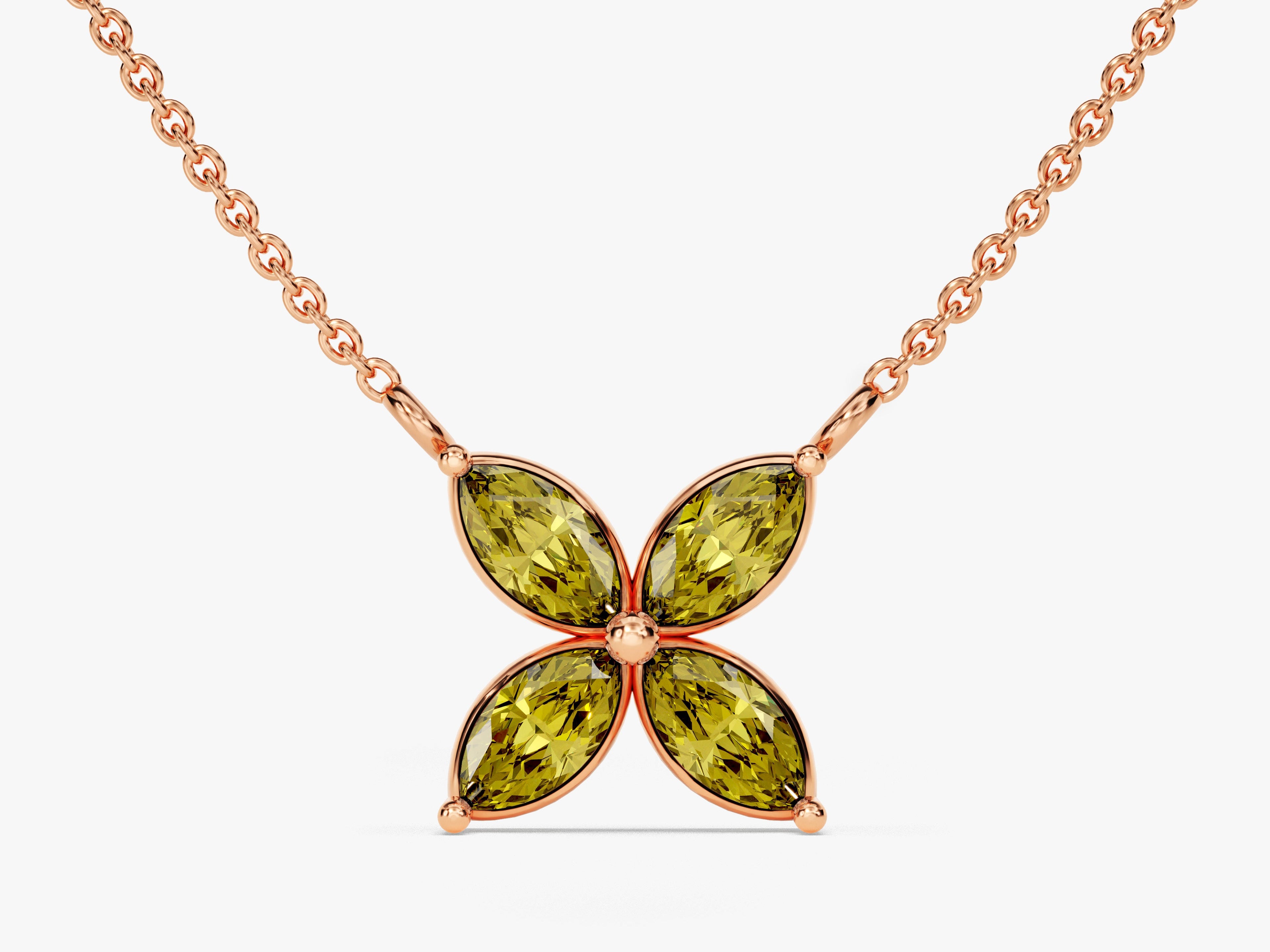 Flower Peridot Birthstone Necklace