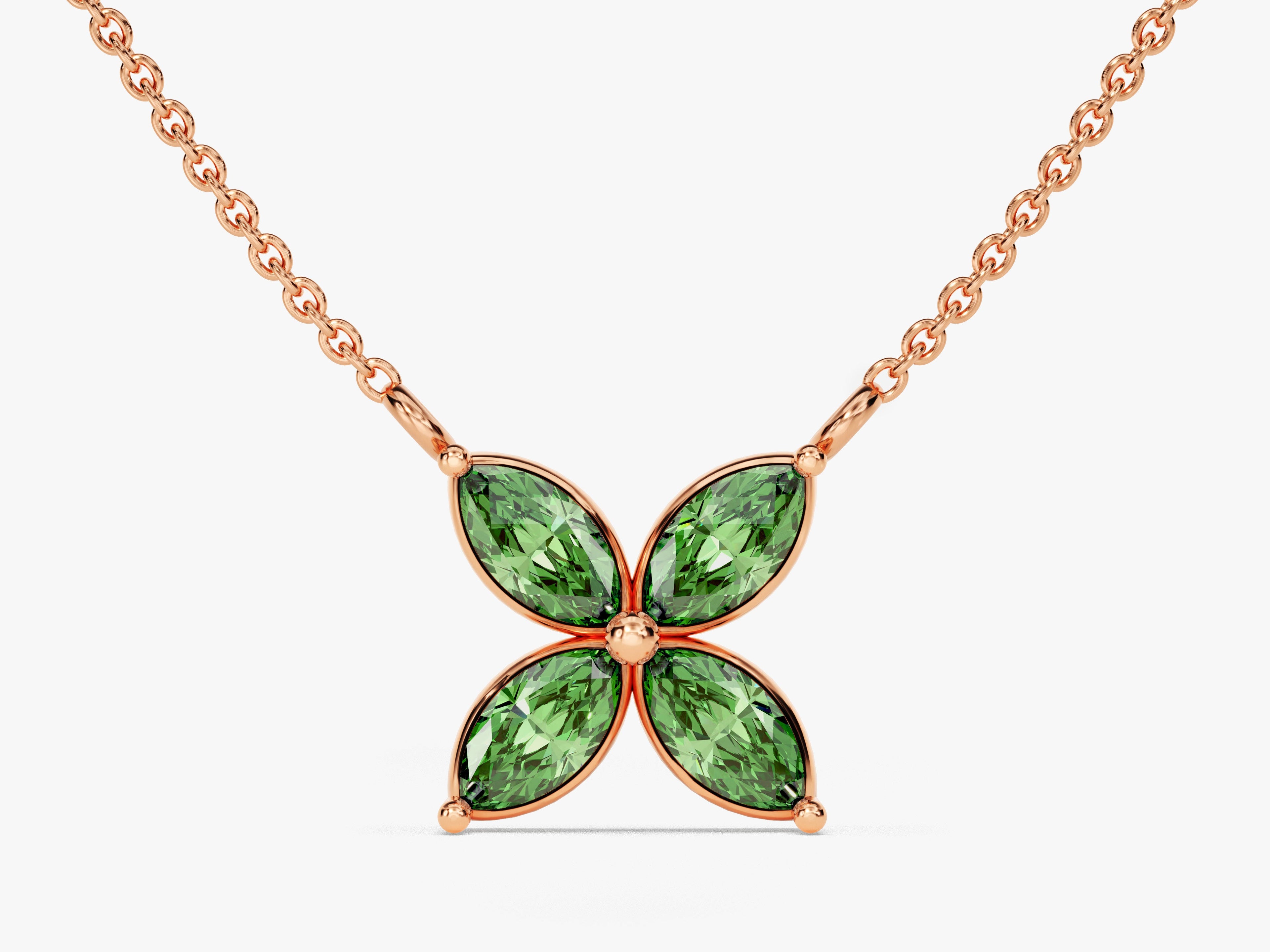Flower Emerald Birthstone Necklace